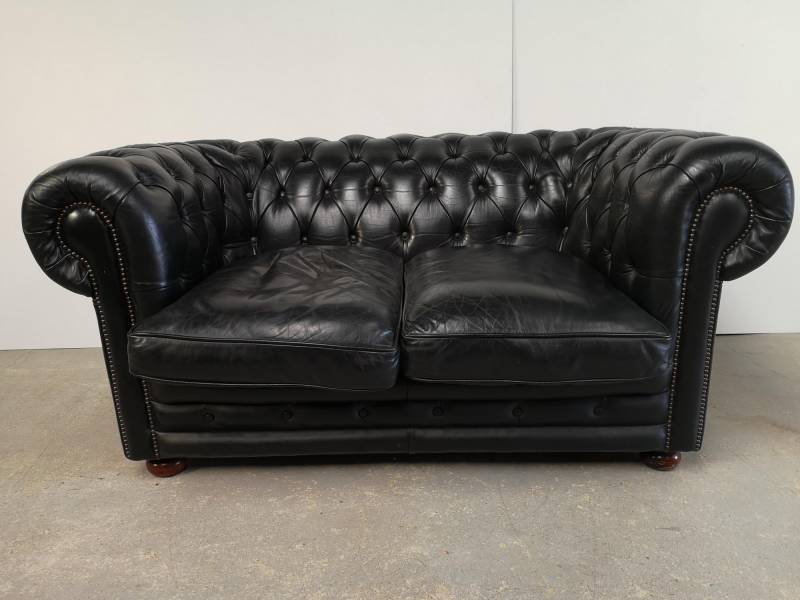 acheter canapé chesterfield cuir noir deux places style vintage anglais proche Paris