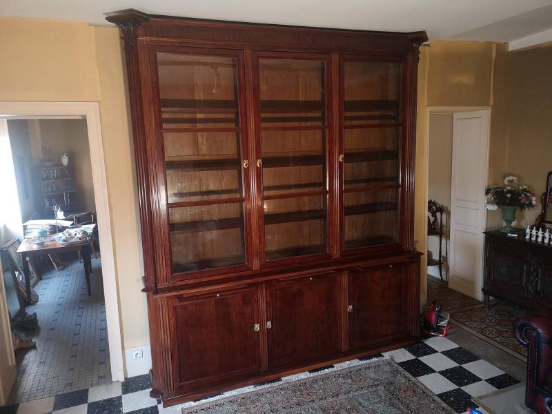 achat bibliothèque acajou trois portes style ancien proche Paris