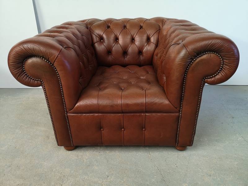 Acheter un fauteuil chesterfield cuir marron style vintage proche Rouen