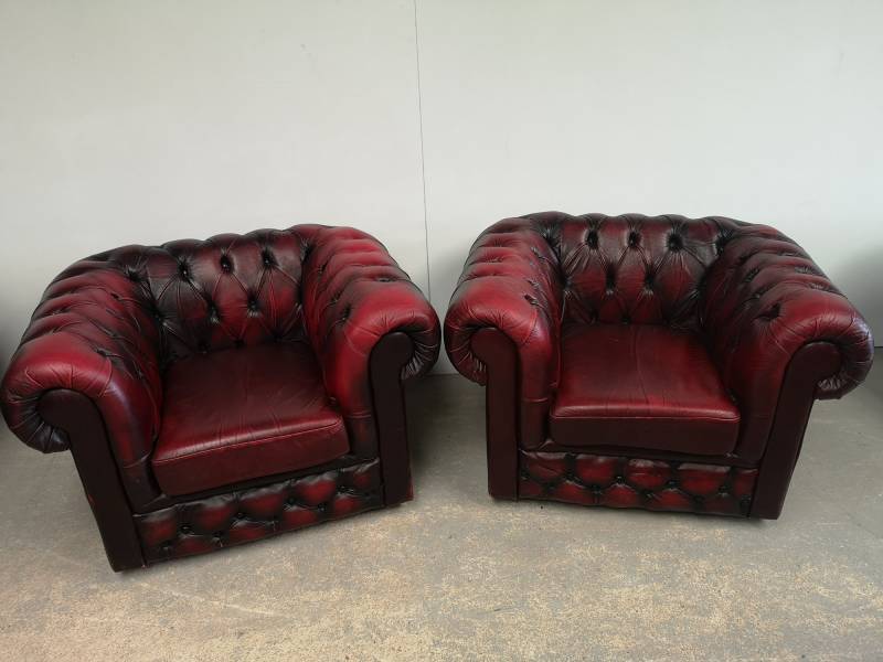 acheter fauteuils chesterfield cuir bordeaux originaux proche Vannes