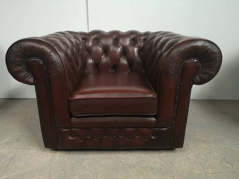 achat fauteuil chesterfield cuir marron style vintage proche Montpellier