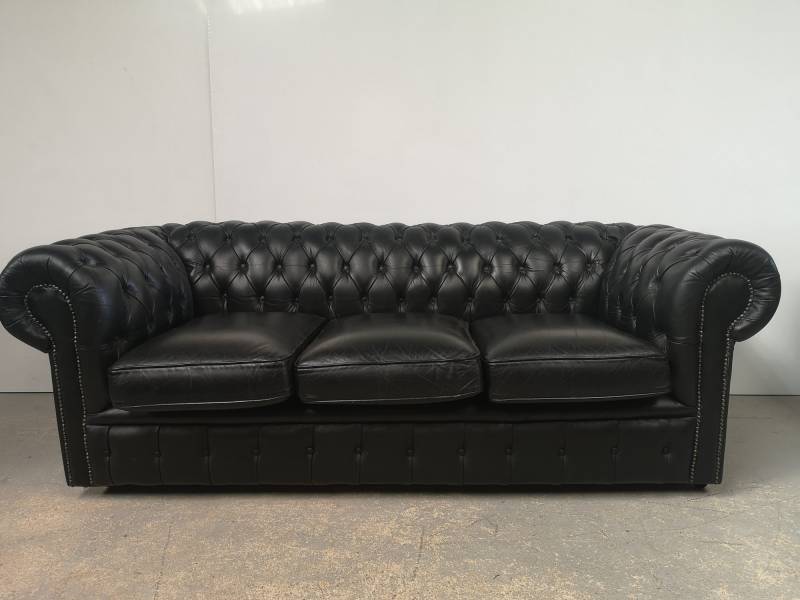 acheter canapé chesterfield cuir noir trois places authentique chesterfield proche Tours