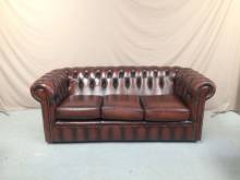 vends canapé chesterfield et fauteuils chesterfield cuir marron occasion à Paris