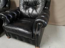 vente fauteuils chesterfield cuir noir style vintage près de Lyon