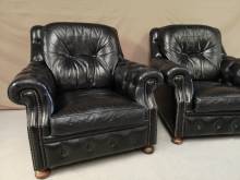 achat fauteuils chesterfield occasion cuir noir style vintage proche Lyon