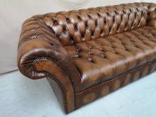 vends canapé chesterfield cuir marron trois places occasion style deco loft à Paris