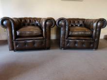 acheter fauteuils chesterfield cuir marron vintage à Paris