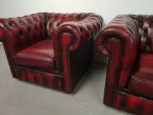 vends fauteuils chesterfield cuir rouge deuxième main à Paris