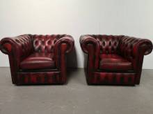 acheter paire fauteuils chesterfield cuir rouge à Paris