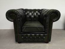 trouver fauteuil chesterfield cuir vert original à Paris