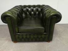 vends fauteuil chesterfield cuir vert ancien style anglais proche Paris