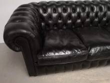 achat canapés chesterfield cuir noir trois places authentique à Lille