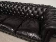 trouver canapé chesterfield cuir noir trois places deuxième main à Lille