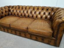 vends canapé chesterfield cuir marron trois places véritable chesterfield à Paris