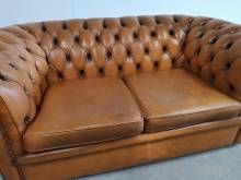 vente en ligne canapé chesterfield cuir marron deux places import direct Angleterre proche Laval