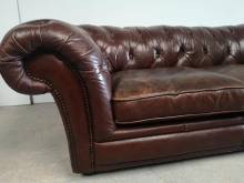 vente en ligne canapé chesterfield cuir marron trois places véritable proche Lyon