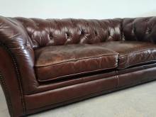 vends canapé chesterfield cuir marron seconde main proche Lyon