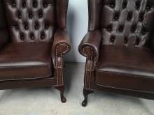 vends fauteuils chesterfield cuir marron deuxième main proche Nantes