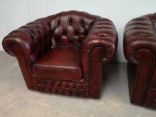 vente fauteuils chesterfield cuir bordeaux vintage anglais proche Lyon