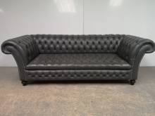 acheter canapé chesterfield cuir gris trois places authentique à Lille