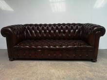 acheter en ligne canapé chesterfield cuir marron vintage trois places authentique proche Bordeaux