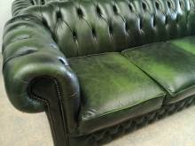 vends canapés chesterfield cuir vert trois places occasion proche Bayonne